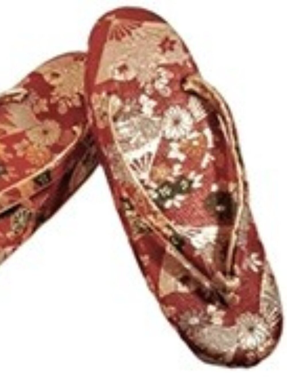 Red w Gold Lurex Zori Ceremonial Geisha Thon Sandals 5